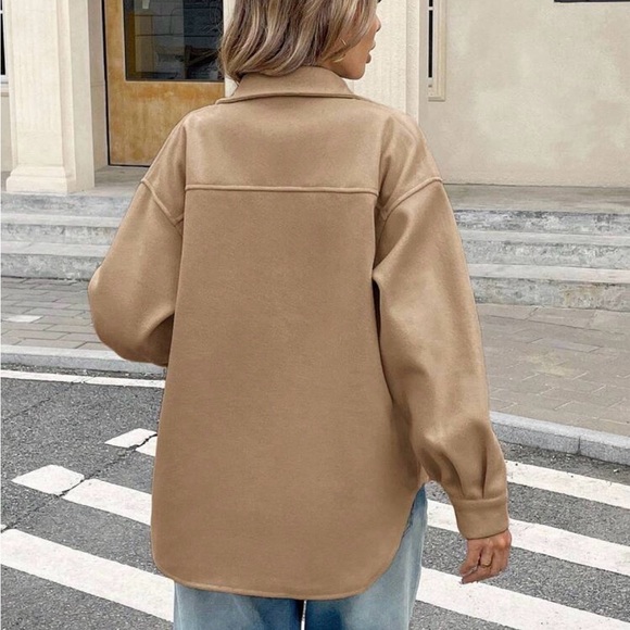 SHEIN Frenchy Flap Pocket High Low Hem Overcoat In Fall/Winter Brown - Picture 2 of 6